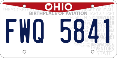 OH license plate FWQ5841