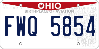 OH license plate FWQ5854