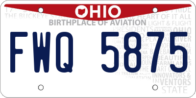 OH license plate FWQ5875