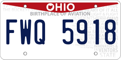 OH license plate FWQ5918