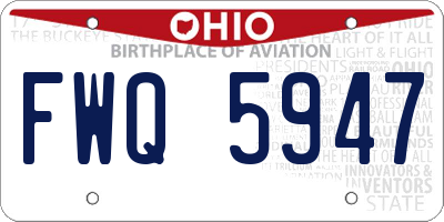 OH license plate FWQ5947