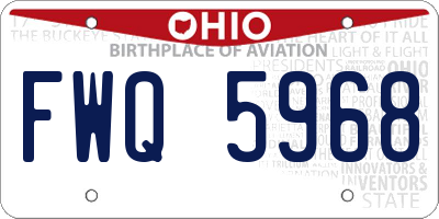 OH license plate FWQ5968