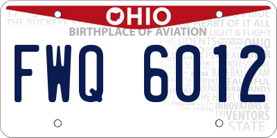 OH license plate FWQ6012