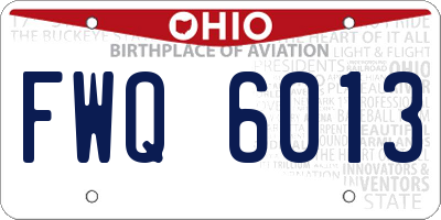 OH license plate FWQ6013