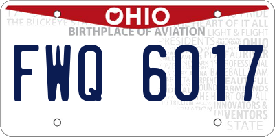 OH license plate FWQ6017