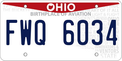 OH license plate FWQ6034
