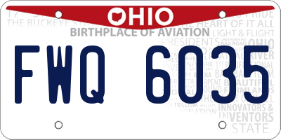 OH license plate FWQ6035