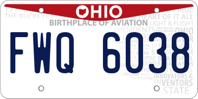 OH license plate FWQ6038