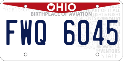 OH license plate FWQ6045