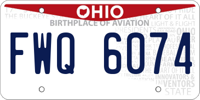 OH license plate FWQ6074
