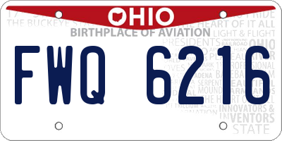 OH license plate FWQ6216