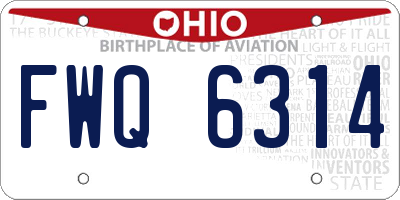 OH license plate FWQ6314