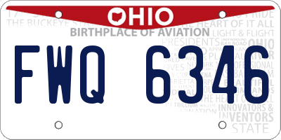 OH license plate FWQ6346