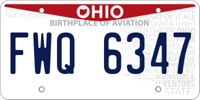 OH license plate FWQ6347