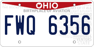 OH license plate FWQ6356
