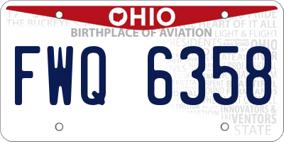 OH license plate FWQ6358