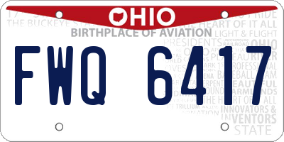 OH license plate FWQ6417