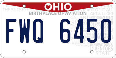 OH license plate FWQ6450