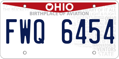 OH license plate FWQ6454
