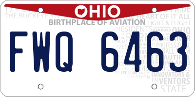 OH license plate FWQ6463