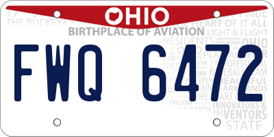 OH license plate FWQ6472