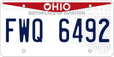 OH license plate FWQ6492