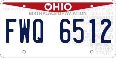 OH license plate FWQ6512