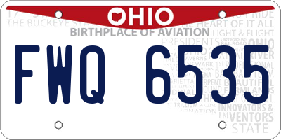 OH license plate FWQ6535