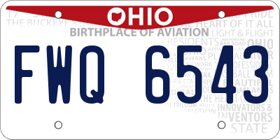OH license plate FWQ6543