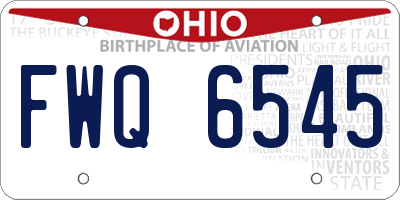 OH license plate FWQ6545