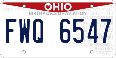 OH license plate FWQ6547