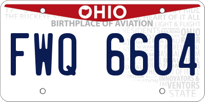 OH license plate FWQ6604