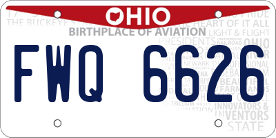 OH license plate FWQ6626