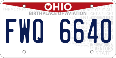 OH license plate FWQ6640