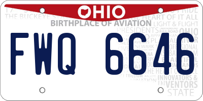 OH license plate FWQ6646