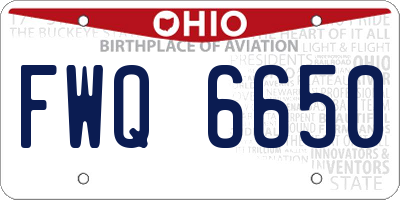 OH license plate FWQ6650