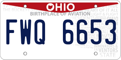 OH license plate FWQ6653