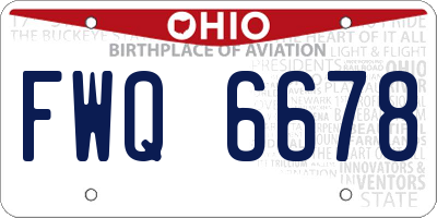 OH license plate FWQ6678