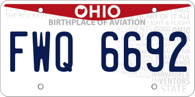 OH license plate FWQ6692