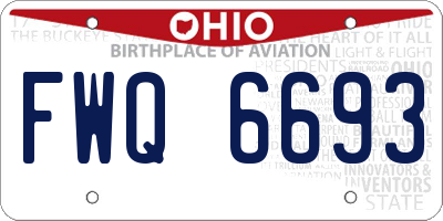 OH license plate FWQ6693