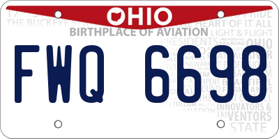 OH license plate FWQ6698