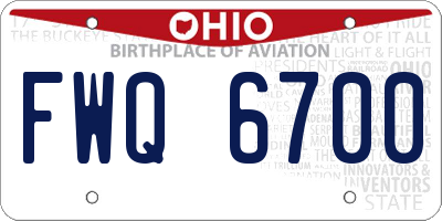 OH license plate FWQ6700