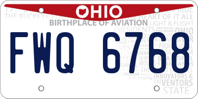 OH license plate FWQ6768