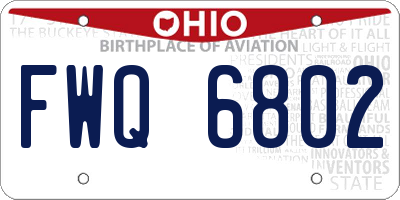 OH license plate FWQ6802