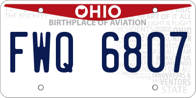 OH license plate FWQ6807
