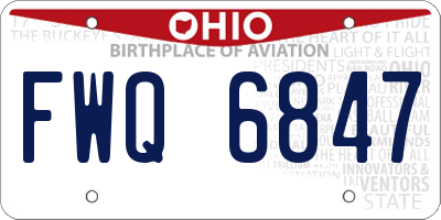 OH license plate FWQ6847