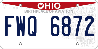 OH license plate FWQ6872