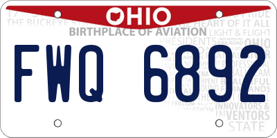 OH license plate FWQ6892