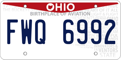 OH license plate FWQ6992