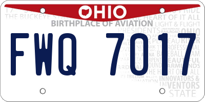 OH license plate FWQ7017